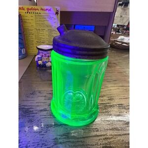 HTF  Antique 1915  Paden City Glass Uranium Green Depression Sugar Dispenser